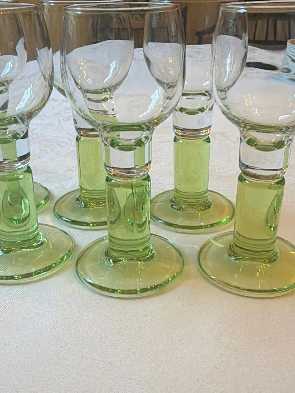 Set of 6 Green Vintage Bormioli Rocco Stemmed Cordial Glasses MCM